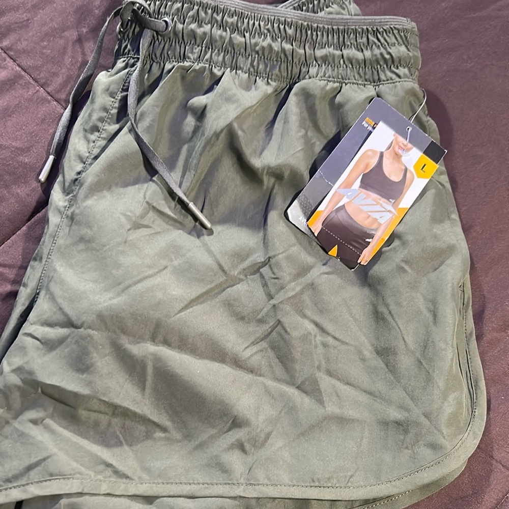 Avia Sage Green Athletic Shorts with Elastic Waistband